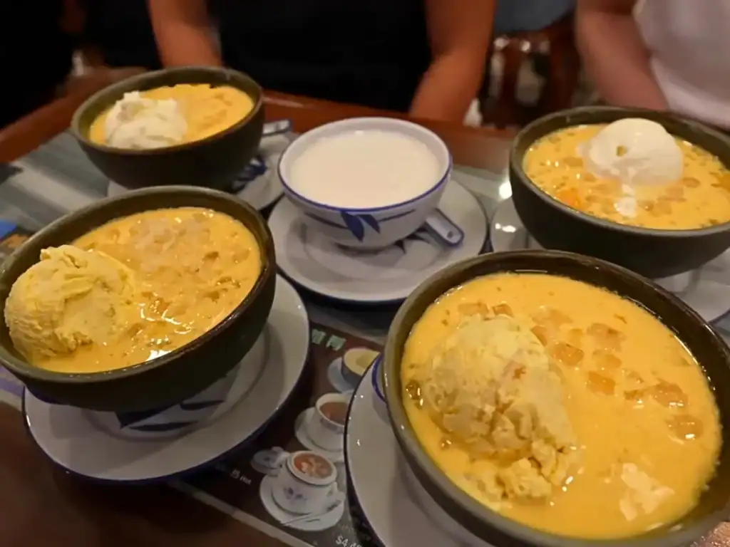 4 bowls of Mango Sago with Ice Cream from Ah Chew Desserts in Singapore