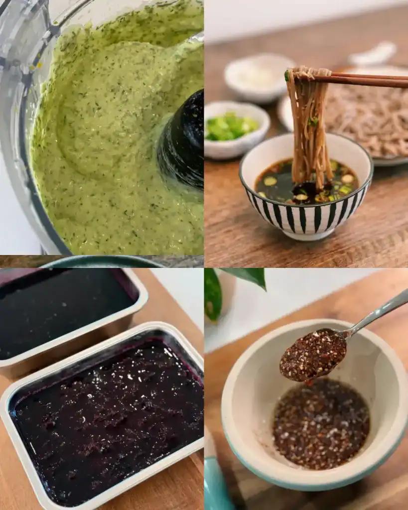 An assortment of homemade dips and sauces 