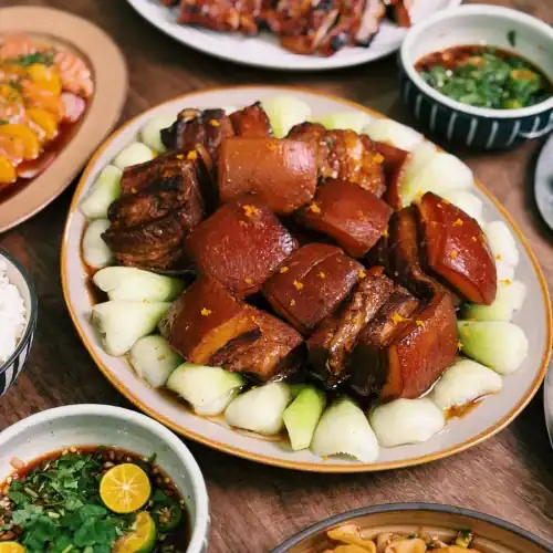 Orange Glazed Pork Belly as part of a Lunar New Year Feast