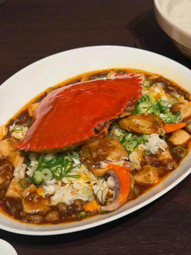 Crab Mapo Tofu at Regent Taipei Silks House decorated with the crab shell