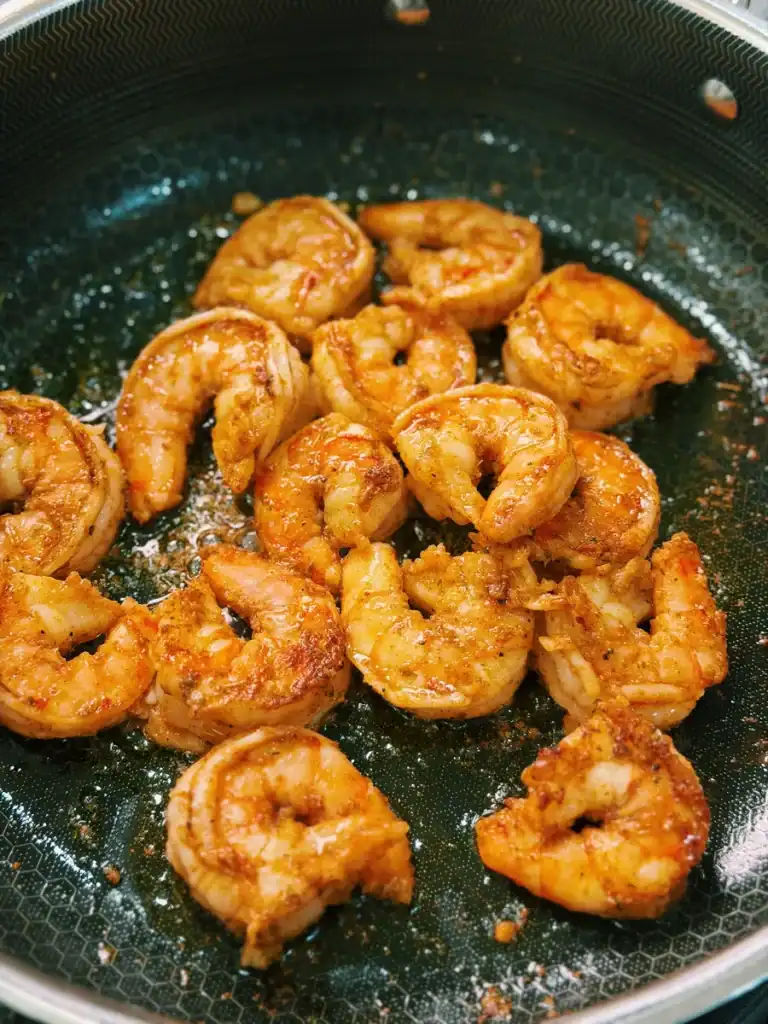 Paprika marinated shrimp for Shrimp Alfredo Pasta