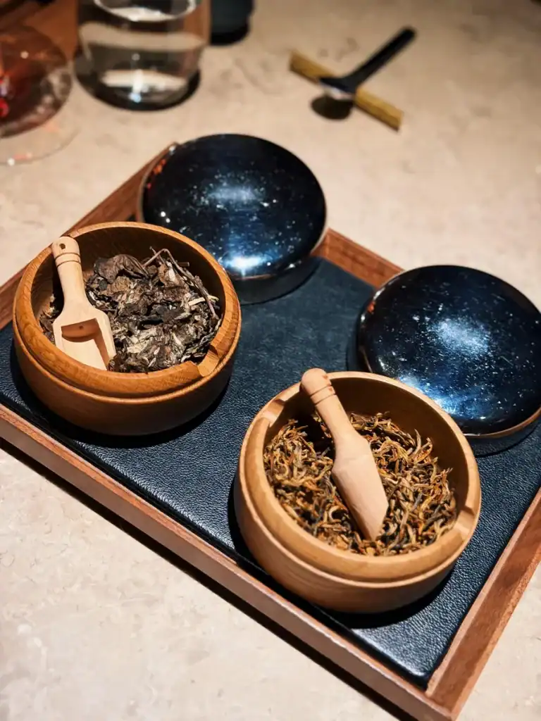 Tea leaves for tea pairing at Circum’s Spring 2026 Tasting Menu