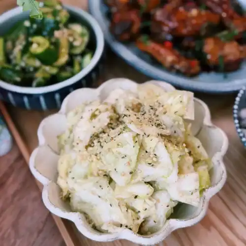 A bowl of Japanese Cabbage Salad or Yamitsuki Cabbage