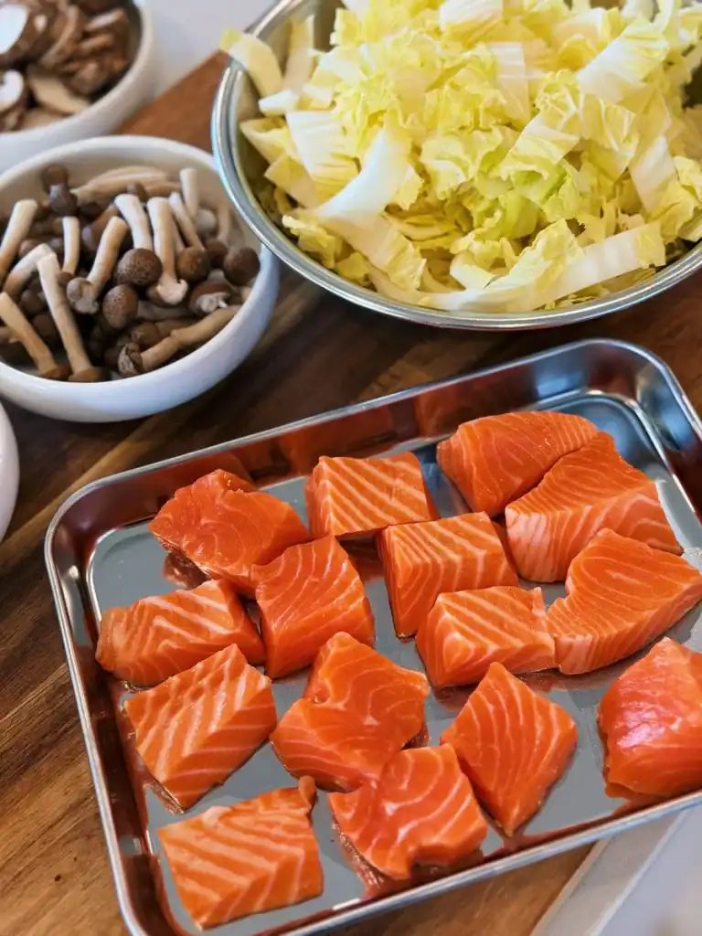 Ingredients for Salmon Miso Stew
