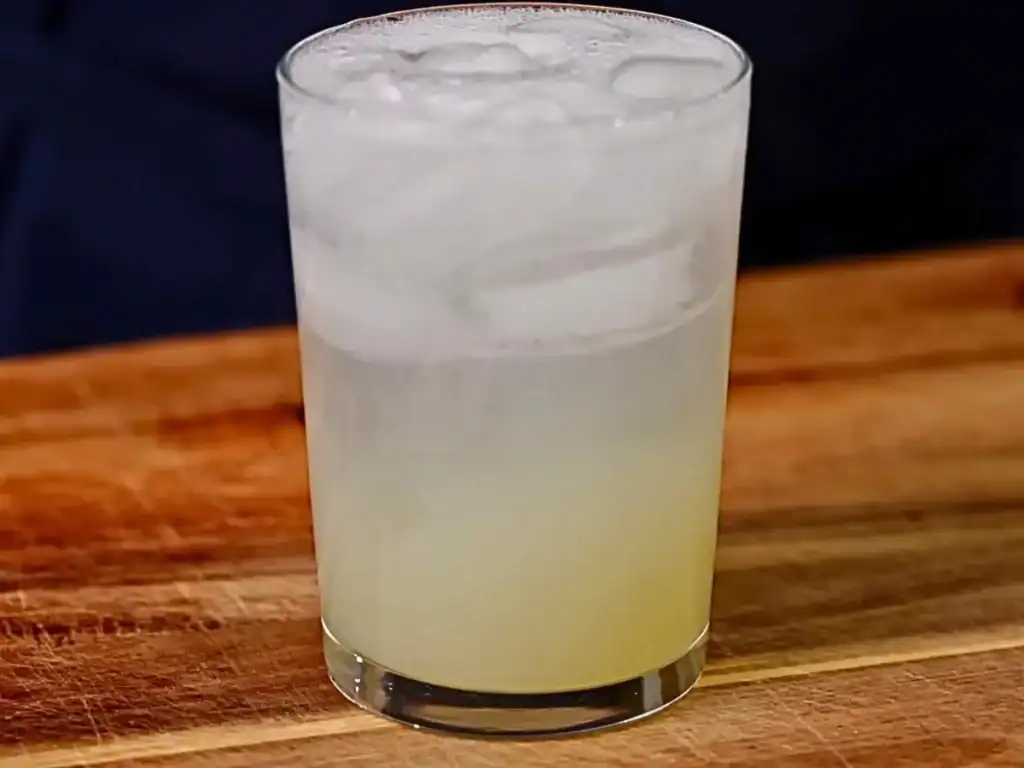 A glass of Pineapple Soju Cocktail