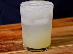 A glass of Pineapple Soju Cocktail