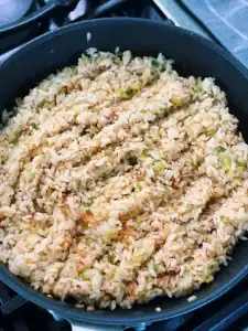 Scallion Ginger Rice with Chicken Fat and Broth from Crispy Chicken with Ginger Scallion Rice