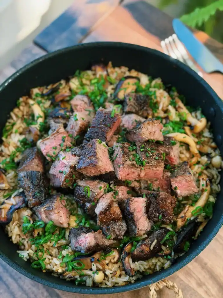 One-Pot Steak & Mushroom Butter Rice