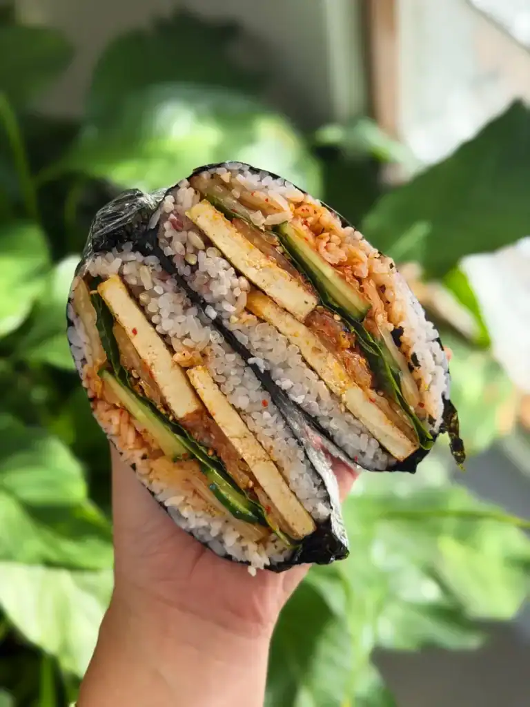 Golden Tofu Kimchi Onigirazu