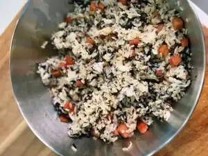 Mixing the spam seaweed rice base for Mini Spam Rice Balls