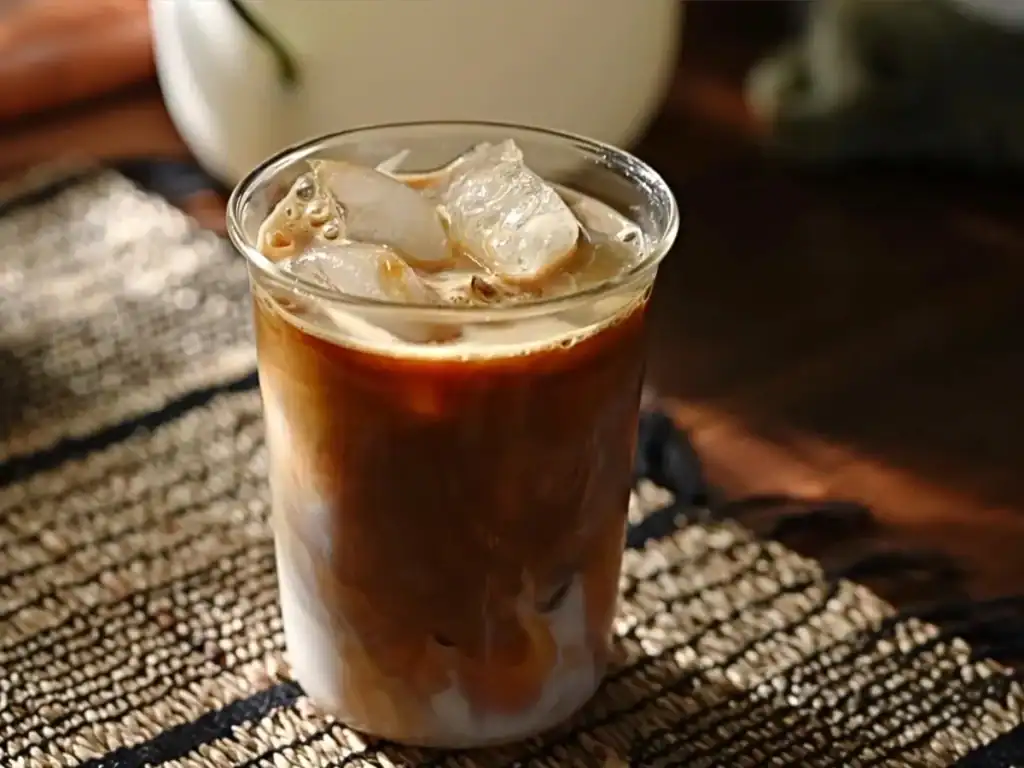 A glass of Maple Sea Salt Latte with ice