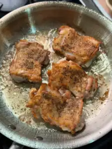 Pan Frying Crispy Chicken to pair with Spicy Gochujang Pasta